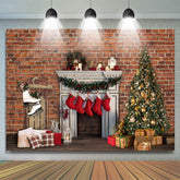 Rot Ziegel Und Weihnachten Aktien Hängend Aus Hintergrund